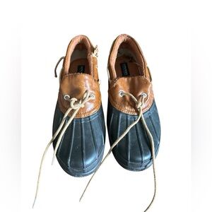 Sperry Black and Tan Platform Shoes